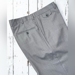 Hart Schaffner Marx 100% Wool Micro Check Dress Pants 38 Unhemmed Pewter Luxury